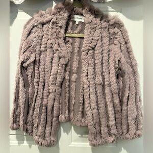 Heartloom Rosa Rex Rabbit Fur Purple Lavender Gray Jacket Sz XS